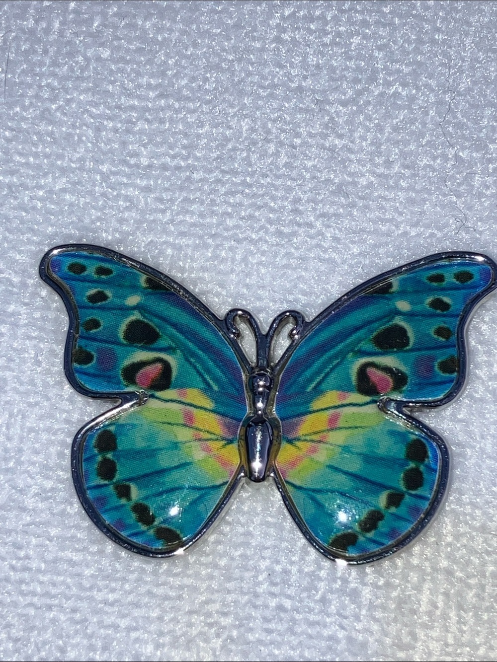 Blue Teal Butterfly Pendant Necklace